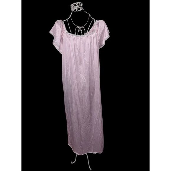 VINTAGE Glencraft Lingerie Nightgown gown Size M w/ Lace and embroidered trim - Picture 4 of 9